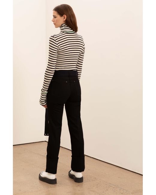 La Fetiche Black Angelica High Waisted Deep Denim Jeans With High Turnups