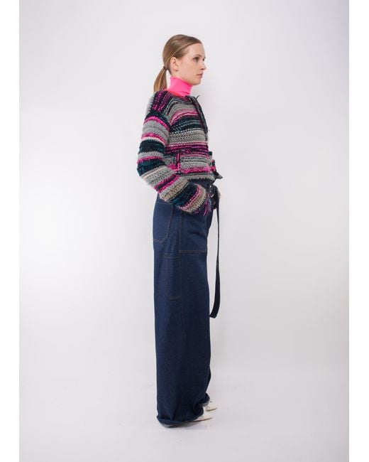 La Fetiche Multicolor Fleur Hand Knitted Cardigan