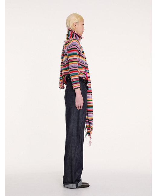 La Fetiche Red Solange Striped Polo Neck Sweater
