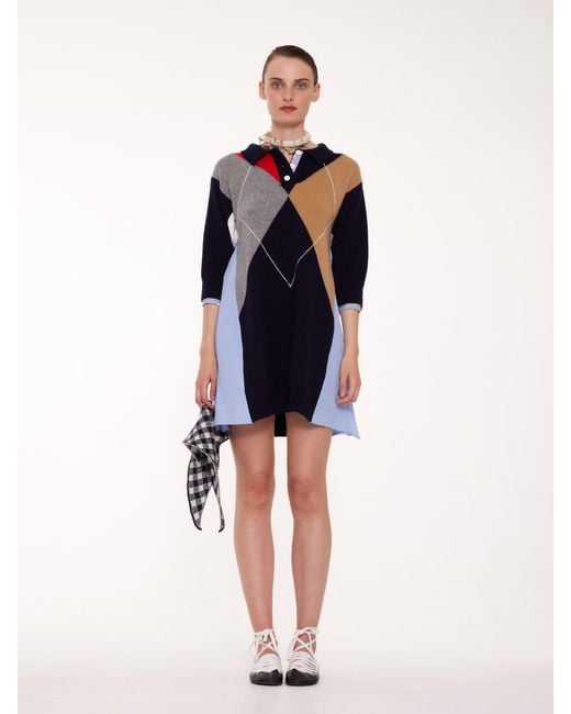 La Fetiche Blue Jisoo Argyle Polo Dress