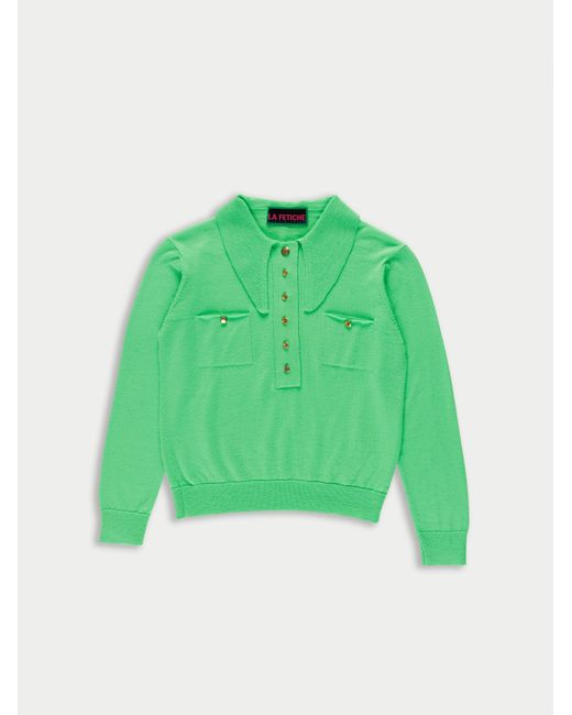 La Fetiche Green Sammy Fine Weight Polo Top