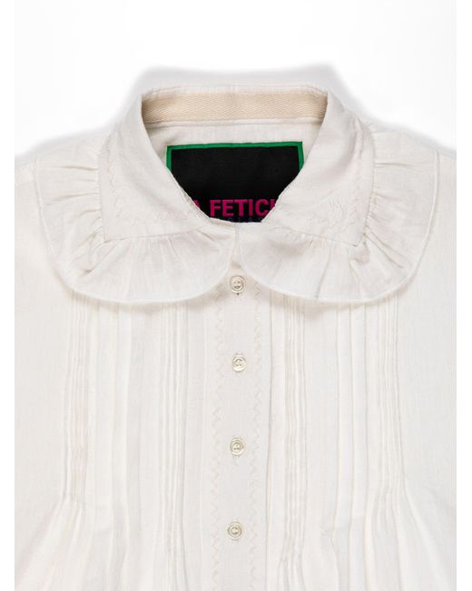 La Fetiche White Gigi Traditional French Embriodered Blouse