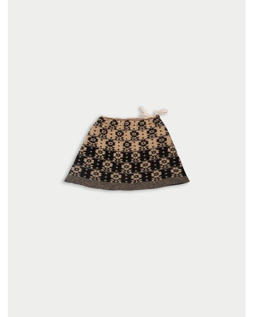 La Fetiche Black Hortense Daisy Jacquard A-Line Knit Mini Skirt