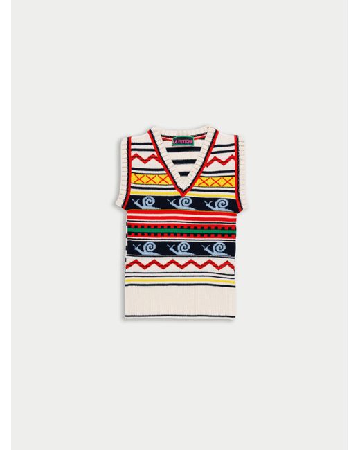 La Fetiche White Stardust V-Neck Sweater Vest
