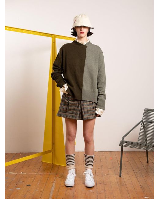 La Fetiche Green William Handframed Patched Lambswool Sweater