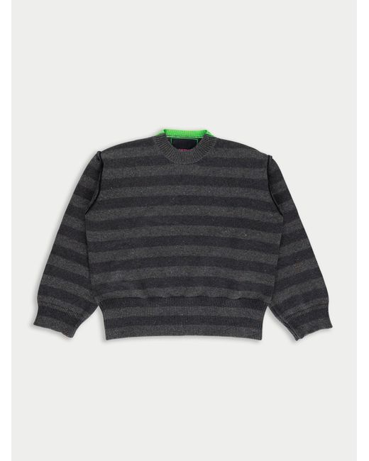 La Fetiche Black Leslie Oversized Loose Fit Striped Sweater