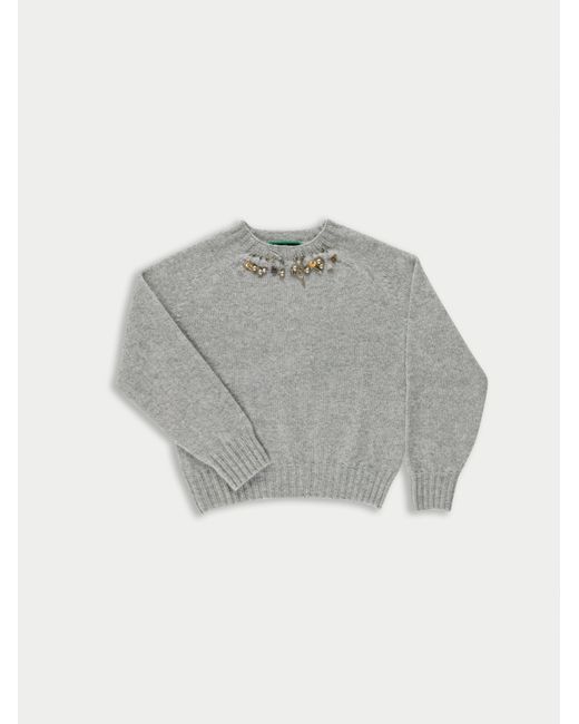 La Fetiche Gray Clark Crew Neck Shetland Sweater