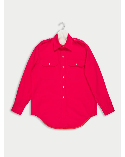 La Fetiche Pink Loic Military Style Shirt With Contrast Buttons
