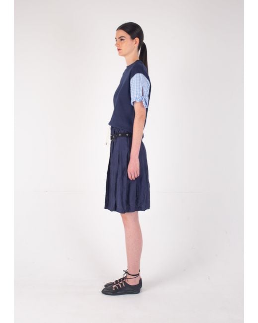 La Fetiche Blue Bernadette Pleated Skirt