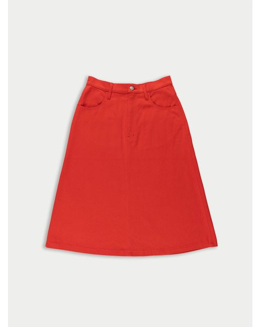 La Fetiche Red Poppy Mid Length A-Line Skirt