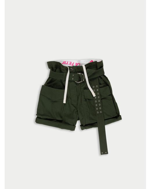Women's Green Dav Work Wear Styled Shorts