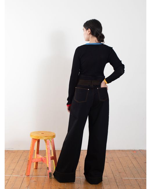 La Fetiche Black Moffitt Fine Weight Ribbed Top