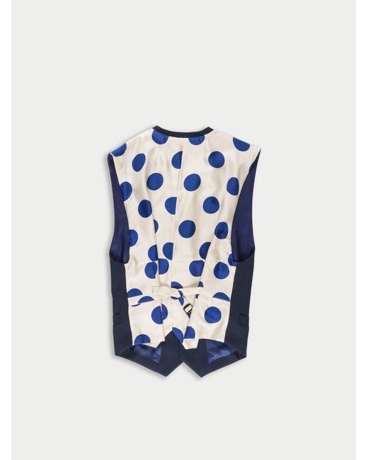 La Fetiche Blue Flore Sleeveless Tailored Vest