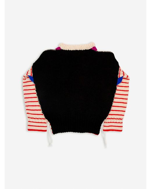 La Fetiche Red Paloma X Hand Knitted Oversized Striped Guernsey Sweater
