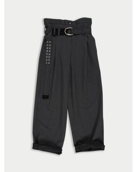 La Fetiche Gray Yves Tailored Menswear Pant With Military Belt