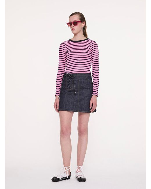 La Fetiche Red Jackie Raye Fine Weight Ribbed Top