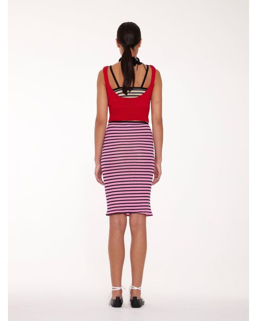 La Fetiche Red Julie Ribbed Tube Skirt