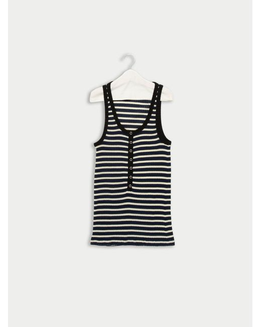 La Fetiche White Marcel Ribbed Tank Top