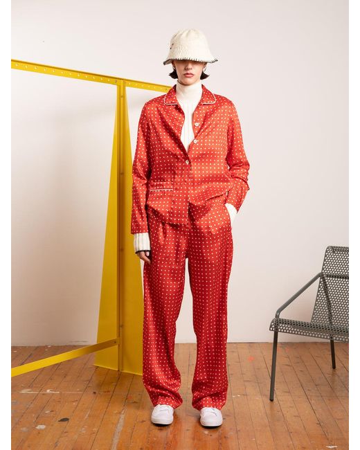 La Fetiche Red Nana Spotty Pyjama Style Trousers