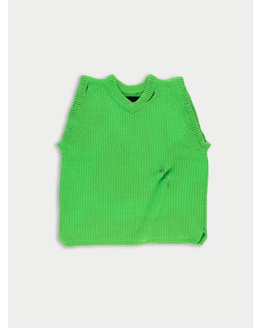 La Fetiche Green Joe Oversized Fishermans Rib Sweater Vest