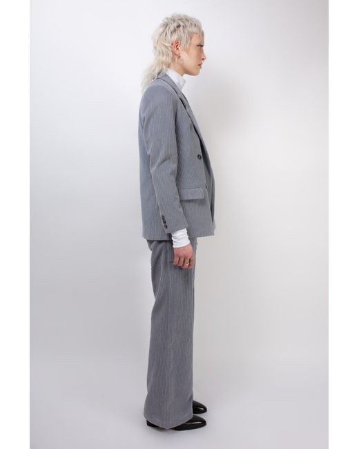 La Fetiche Blue Camille Tailored Corduroy Blazer Jacket