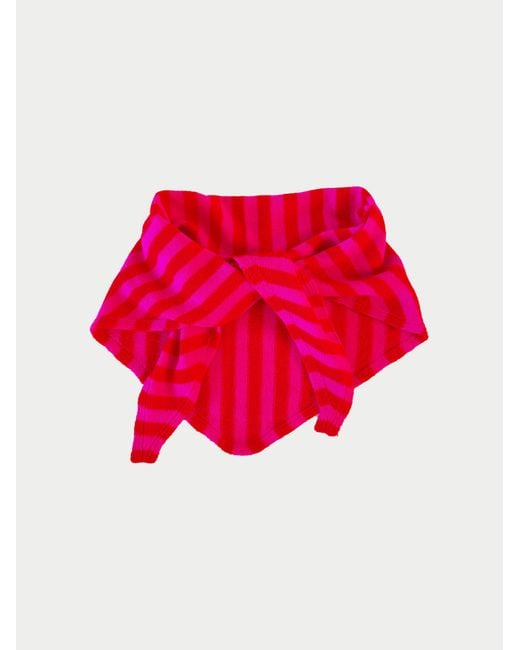 La Fetiche Pink Liva X Striped Triangle Scarf