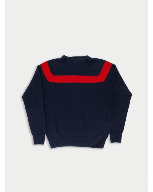 La Fetiche Blue Ossie Traditional Seam Free Sweater With Placed Graphic Yoke Design