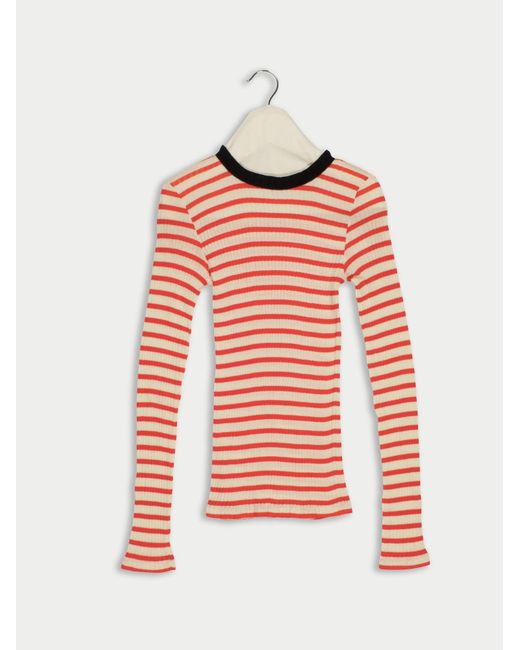 La Fetiche Red Jackie Raye Fine Weight Ribbed Top