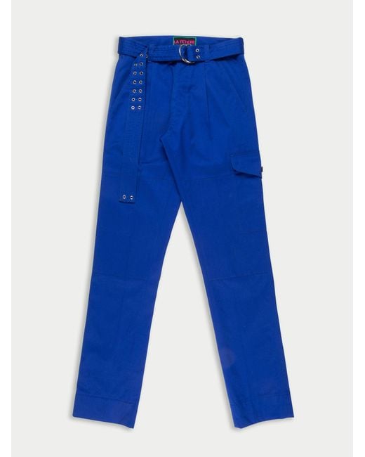La Fetiche Blue Emmanuelle Cotton Utility Trousers
