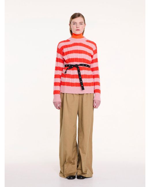 La Fetiche White Kurt Striped Cable Sweater