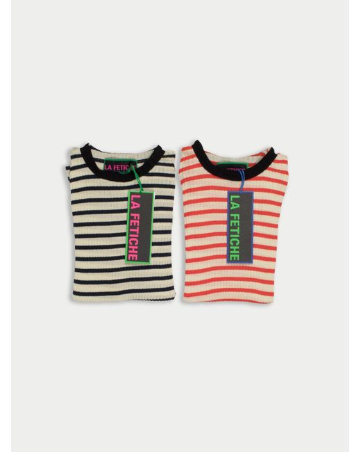 La Fetiche Red Jackie Raye Fine Weight Ribbed Top