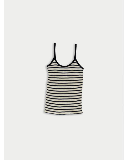 La Fetiche White Jade Striped Fine Weight Ribbed Cami Top