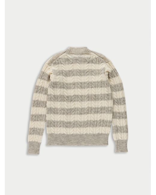 La Fetiche White Kurt Striped Cable Sweater