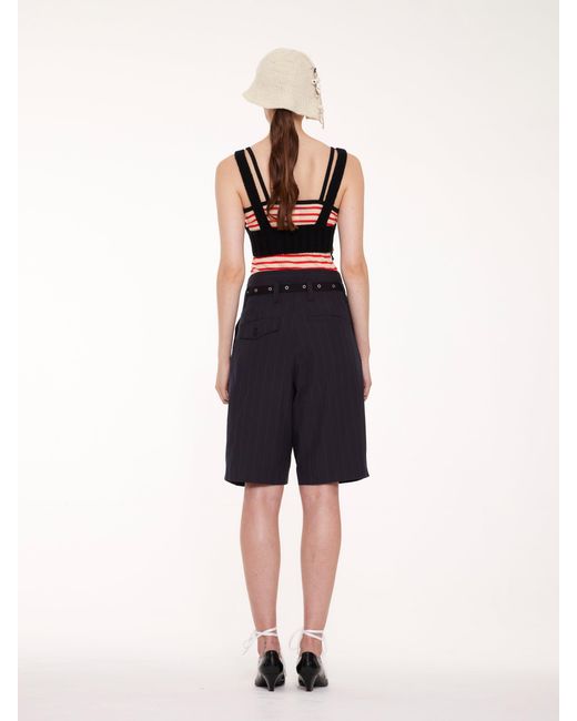 La Fetiche Blue Jack Pinstriped Tailored Shorts