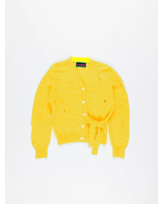 La Fetiche Yellow Beatrix V-Neck Cardigan