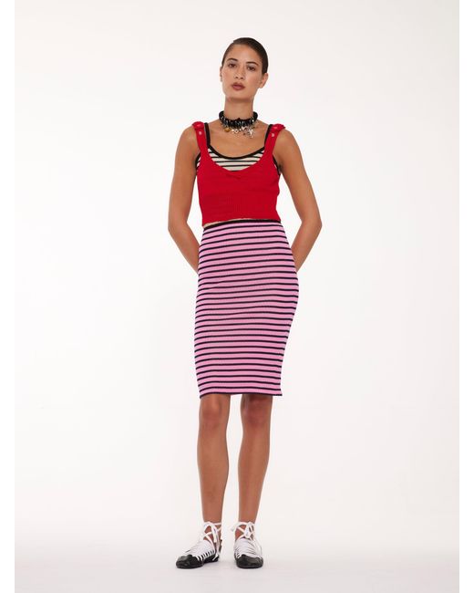 La Fetiche Red Julie Ribbed Tube Skirt