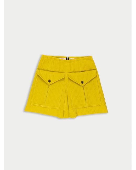 La Fetiche Yellow Brigitte Corduroy Mini Skirt
