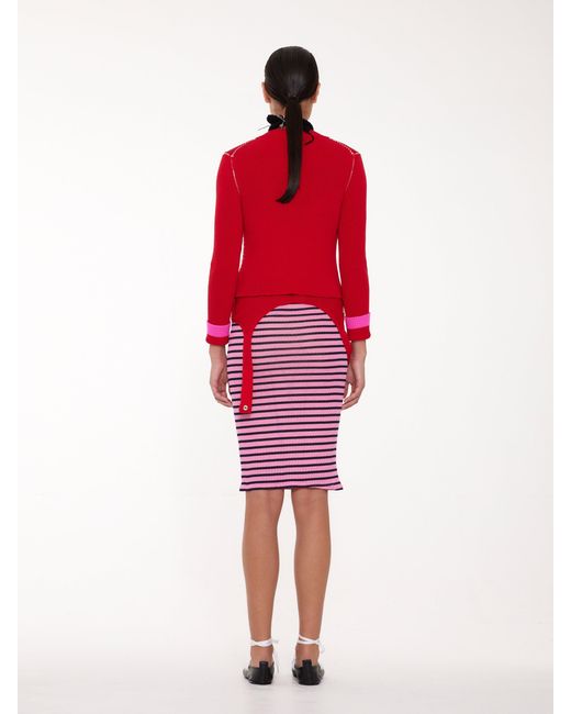 La Fetiche Red Rosemary Shrunken Fit Ribbed Cardigan
