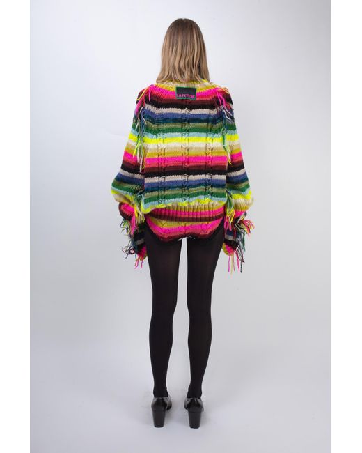 La Fetiche Multicolor Viola Hand Knitted Striped Sweater