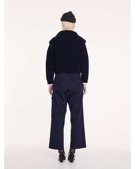 La Fetiche Blue Caxi Chunky Rib Knitted Jacket