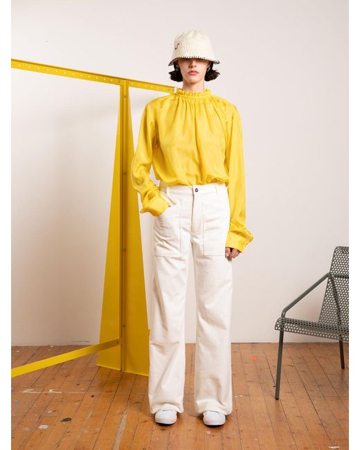 La Fetiche Yellow Vivienne Lightweight Silk Blouse