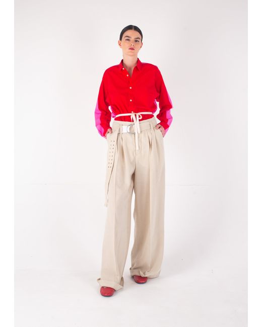 La Fetiche Red June Colour Blocked Shirt
