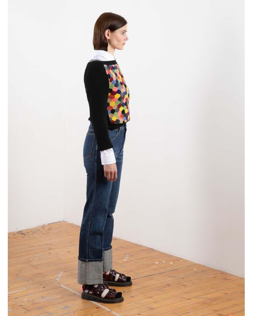La Fetiche Black Nan Hand Intarsia Patchwork Style Sweater