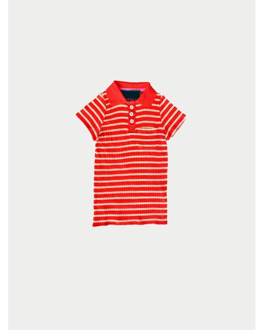 La Fetiche Blue Micka Striped Polo Top