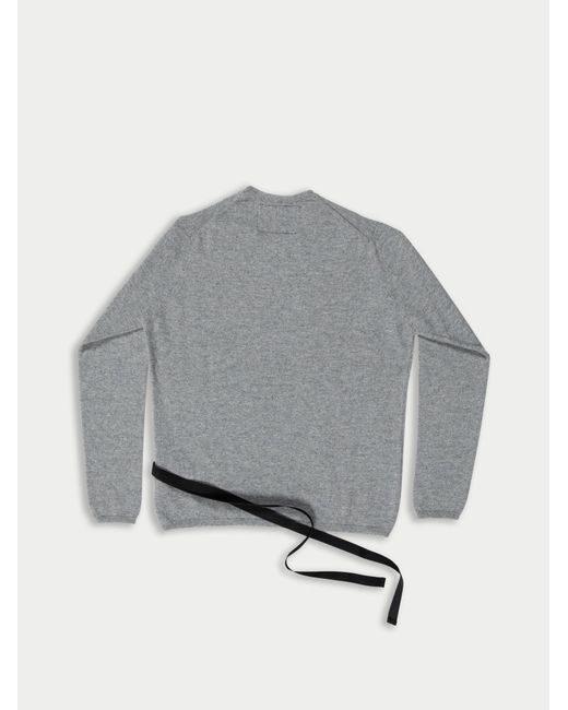 La Fetiche Gray Mimi Spotty Cashmere Sweater With Cotton Side Ties