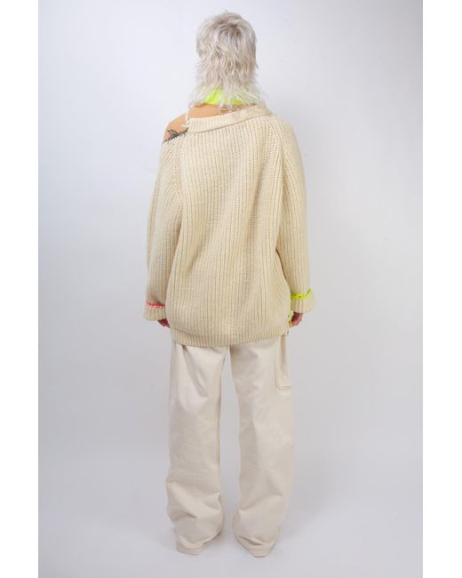 La Fetiche Natural Bunny Oversized Fishermans Rib Sweater