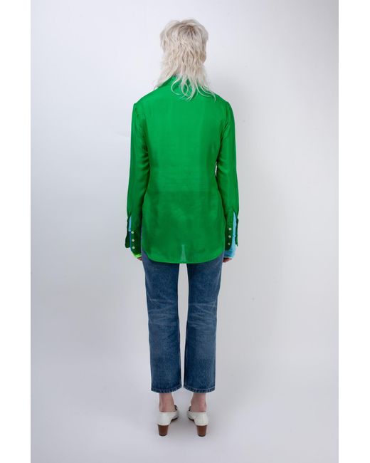 La Fetiche Green Tasha Lightweight Silk Shirt