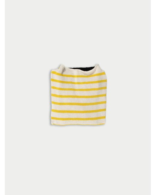 La Fetiche Yellow Patti Hand-Knitted Striped Guernsey Sweater With Colour Blocked Details And Ribbed Back Panel