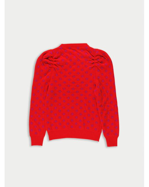 La Fetiche Red Hana Reversible V-Neck Sweater