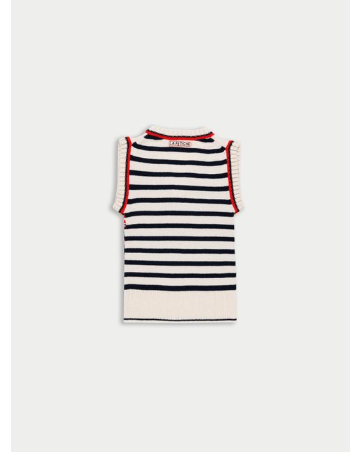 La Fetiche White Stardust V-Neck Sweater Vest